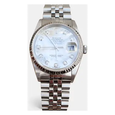 Rolex MOP 18K White Gold Stainless Steel Datejust Men's Wristwatch mm