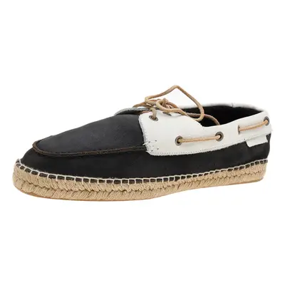 Giorgio Armani Black/White Nubuck Leather Espadrille Boat Shoes Size