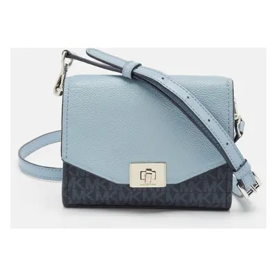 Michael Kors Two Tone Blue Signature Coated Canvas and Leather Crossbody Bag