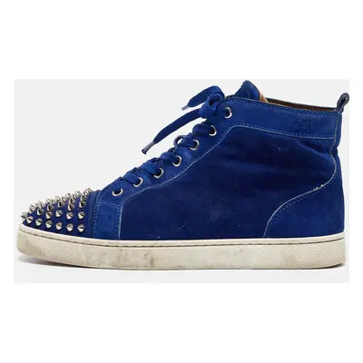 Christian Louboutin Blue Suede Lou Spikes Sneakers Size