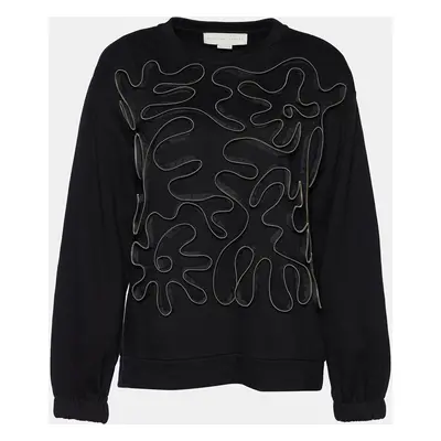 Stella McCartney Black Zipper Squiggle Cotton Knit Sweatshirt