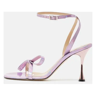 Mach & Mach Purple Iridescent Leather French Bow Sandals Size