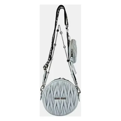 Miu Miu Blue Lambskin Matelasse Shoulder Bag