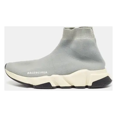 Balenciaga Grey Knit Fabric Speed Trainer Slip On Sneakers Size