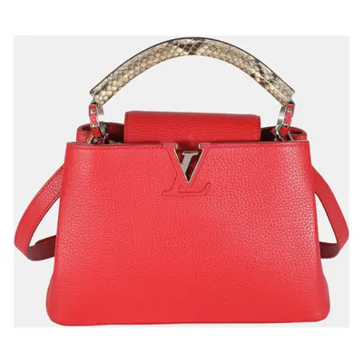 Louis Vuitton Red Python-Trimmed Taurillon Capucines BB Bag