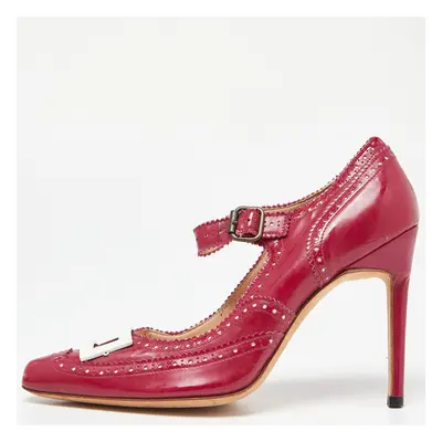 Manolo Blahnik Pink Patent Leather Mary Jane Pumps Size 36.5