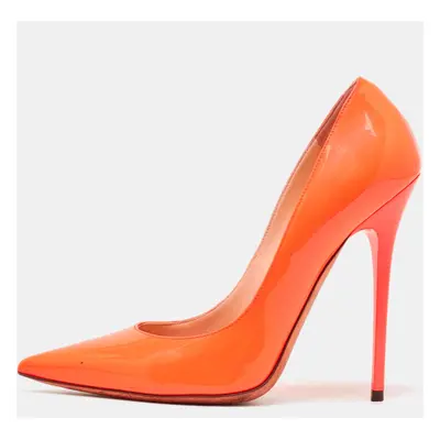 Jimmy Choo Orange Patent Leather Pointed Toe Pumps Size