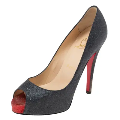 Christian Louboutin Black Glitter Very Prive Pumps Size