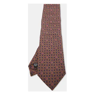 Dunhill Dark Purple Geometric Print Silk Tie