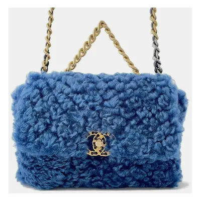 Chanel Blue Fur Chain Shoulder Bag