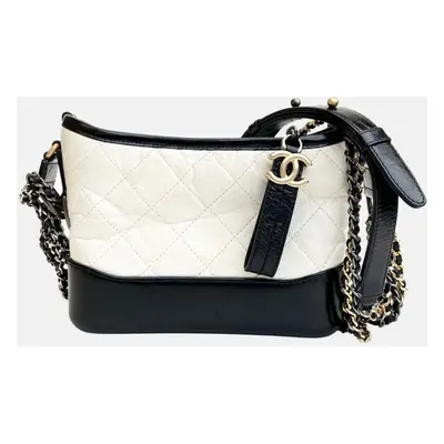 Chanel White/Black Leather Gabrielle Shoulder Bags