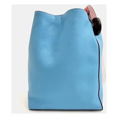 Hermes Blue Leather Recall Bucket Handbag