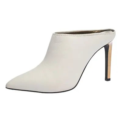 Lanvin White Leather Pointed Toe Mules Size 38.5