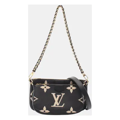 Louis Vuitton Black Beige Leather Multi Pochette Accessoires Bicolor Monogram Empreinte Shoulder