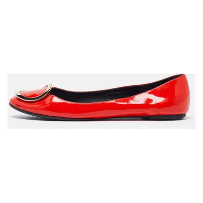 Roger Vivier Orange Patent Leather Morbida Ballet Flats Size