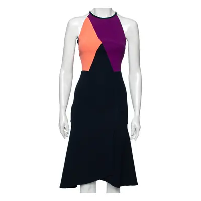 Roland Mouret Color Block Stretch Crepe Kennard Halter Dress