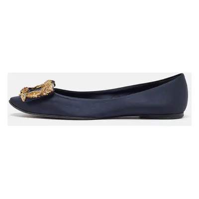 Roger Vivier Navy Blue Satin Gommette Ballet Flats Size 40.5