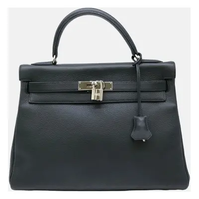 Hermes black Taurillon Clemence leather Kelly handbag