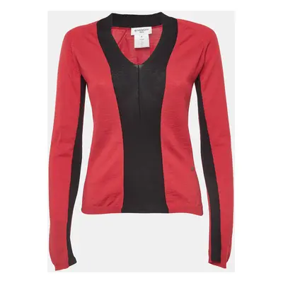 Givenchy Red/Black Jersey Colorblock Sweatshirt