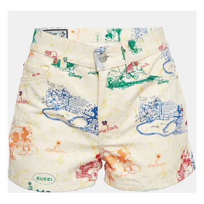 Gucci X Disney White Mickey Print Denim Shorts