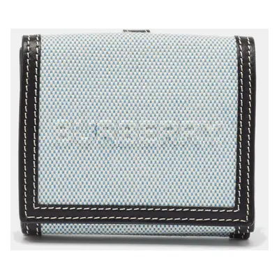 Burberry Blue/Black Canvas and Leather Luna Compact Wallet