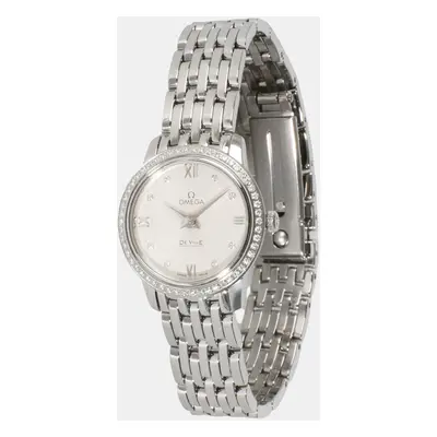 Omega Silver Diamond Stainless Steel DeVille Prestige 424.15.24.60.52.001 Quartz Women's Wristwa