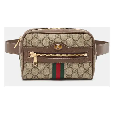 Gucci Beige/Ebony GG Supreme Canvas and Leather Small Ophidia Belt Bag