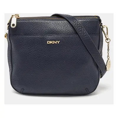 DKNY Navy Blue Leather Zip Crossbody Bag