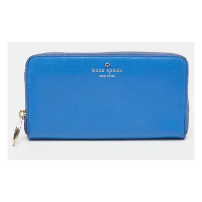 Kate Spade Blue Leather Zip Around Wallet