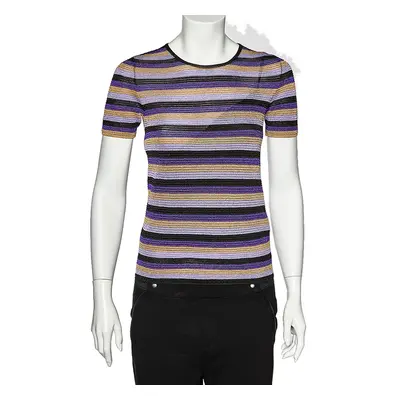 Just Cavalli Multicolor Striped Lurex Knit Crewneck T-Shirt