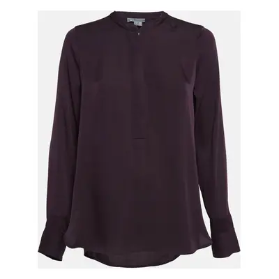 Vince Purple Satin Zip-Up Blouse