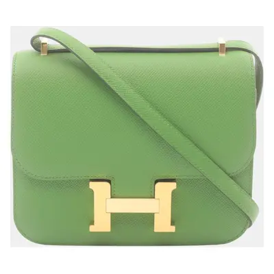 Hermes Constance Mini Shoulder Bag Green Leather