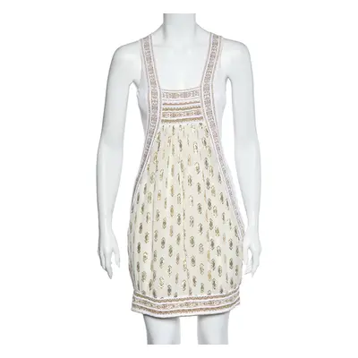 Class by Roberto Cavalli White & Gold Jacquard Sleeveless Mini Dress