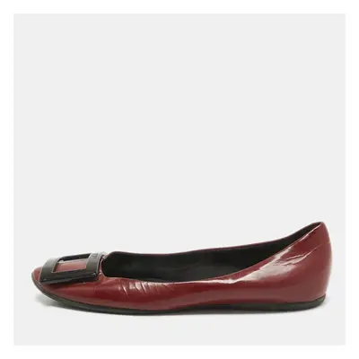 Roger Vivier Burgundy Patent Leather Trompette Ballet Flats Size