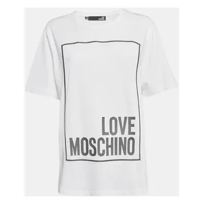 Love Moschino White Metallic Print Jersey T-Shirt