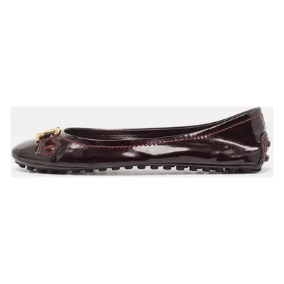 Louis Vuitton Burgundy Patent Leather Oxford Ballet Flats Size 36.5