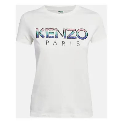 Kenzo White Embellished Logo Jersey T-shirt