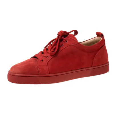 Christian Louboutin Red Suede Lace Up Sneakers Size 39.5