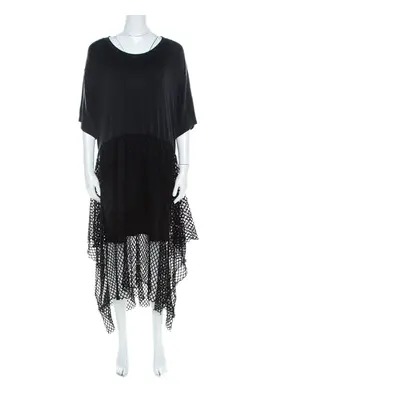 MM6 Maison Margiela Black Mesh Panel Overlay Oversized Midi Dress