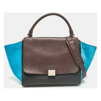 Celine Tricolor Leather and Suede Trapeze Bag