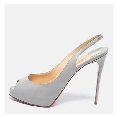 Christian Louboutin Grey Leather Private Number Sandals Size