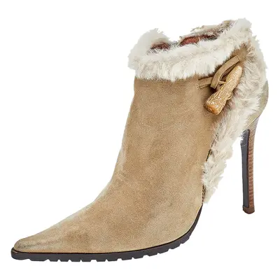 Giuseppe Zanotti Beige Suede And Fur Ankle Length Boots Size