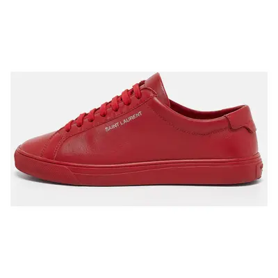 Saint Laurent Red Leather Court Classic Lace Up Sneakers Size