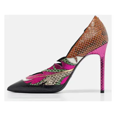 Saint Laurent Multicolor Snakeskin and Calf Hair Anja Pumps Size