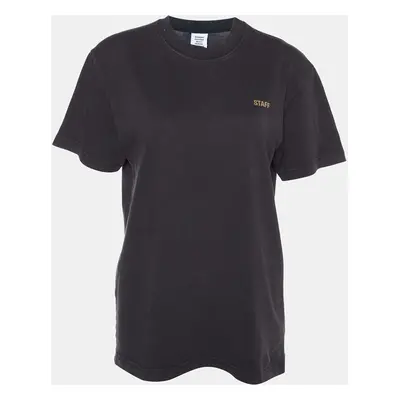 Vetements Charcoal Grey Staff Printed Cotton Knit T-Shirt