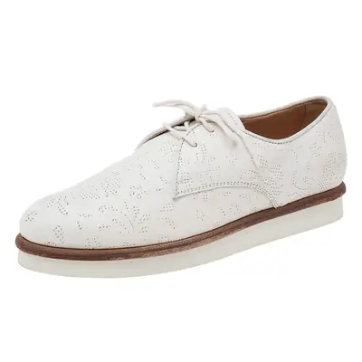 Tod's White Laser Cut Leather Lace Up Derby Size