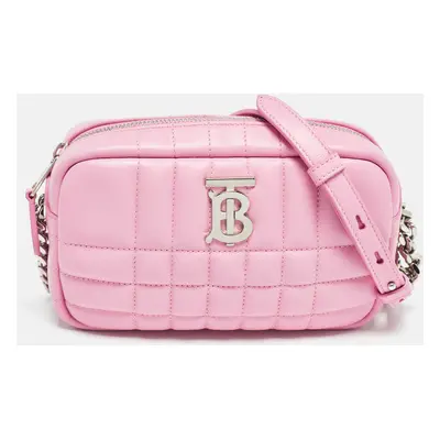 Burberry Pink Quilted Leather Mini Lola Camera Bag