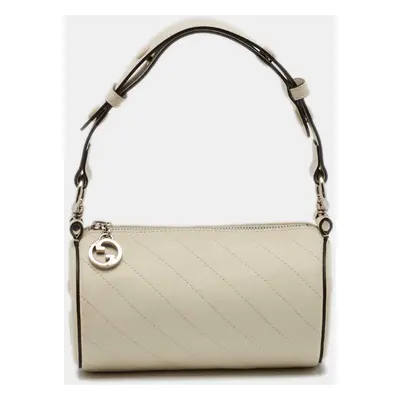 Gucci White Diagonal Quilted Leather Mini Blondie Bag