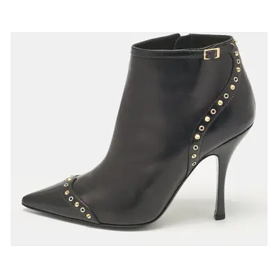 Dsquared2 Black Leather Studded Ankle Booties Size