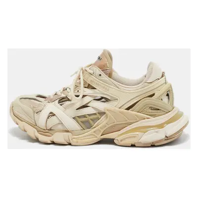 Balenciaga Beige Mesh and Faux Leather Track Sneakers Size